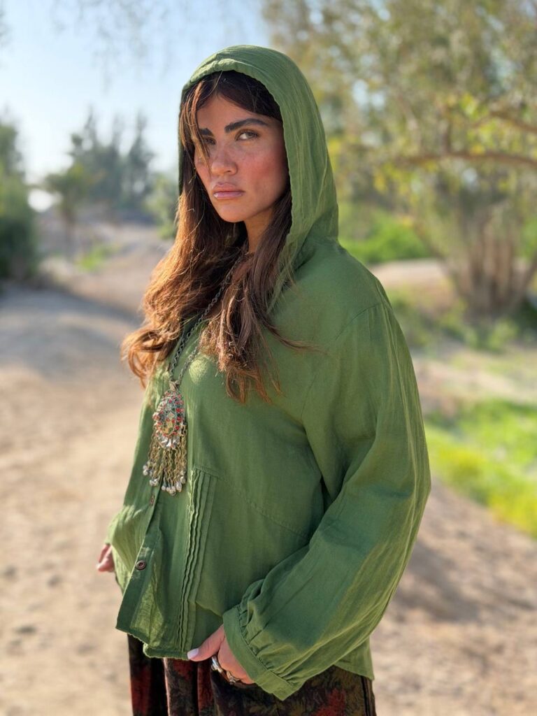شومیز کلاه دار نخ و پنبه